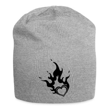 burning heart - Jersey Beanie - heather grey - Front