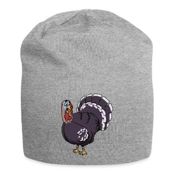 Turquie en Turquie oiseau volaille de poulet - Bonnet en jersey - gris chiné - Devant