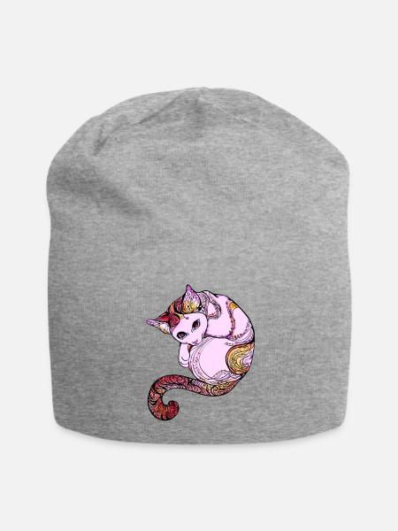 Katze cat mandala pink niedlich funny Yoga cute lo - Jersey-Beanie - Grau meliert