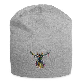 Bunter Hirsch - Jersey-Beanie - Grau meliert - Vorne