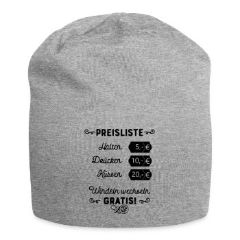 Preisliste Halten Drücken Küssen Windeln Gratis - Jersey-Beanie - Grau meliert - Vorne