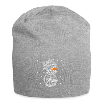 Word Art Schneemann mit Schneeflocke Weihnachtsgeschenk - Jersey-Beanie - Grau meliert - Vorne