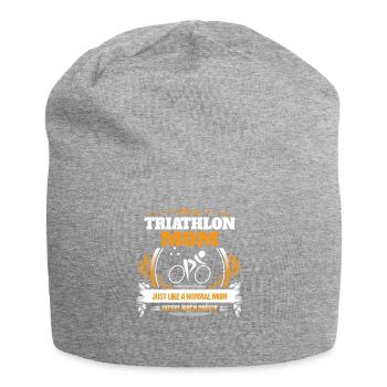 Triathlon Mom Shirt Gift Idea - Jersey Beanie - heather grey - Front