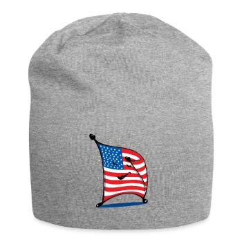Dabbing USA flag funny humorous gift patriot - Jersey Beanie - heather grey - Front