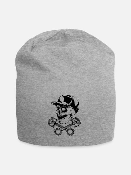 Skull piston Kolben Totenkopf Cap - Jersey-Beanie - Grau meliert
