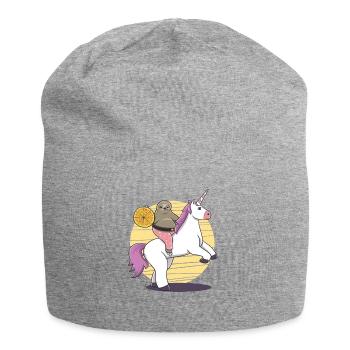 Paresseux Licorne pizza drôle cadeau anniversaire - Bonnet en jersey - gris chiné - Devant