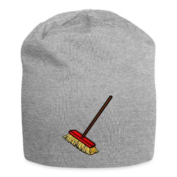cleaning cleaning cleaning woman broom wischmop14 - Jersey Beanie - heather grey - Front