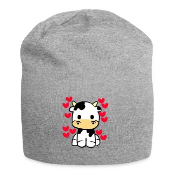 Kuh-reizendes T-Shirt - Valentinsgruß-Tagesnette Herzen - Jersey-Beanie - Grau meliert - Vorne