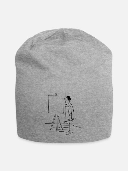 Malen Zeichnen Bild Idee Geschenk Hobby Kunst - Jersey-Beanie - Grau meliert