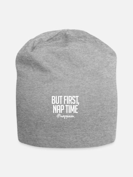 But First Nap Time Funny Sleepy Gift Napqueen - Jersey-Beanie - Grau meliert