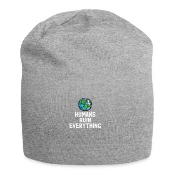 Menschen ruinieren alles - halten Sie die Erde sauber Tier - Jersey-Beanie - Grau meliert - Vorne