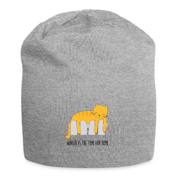 Cat on heating winter is the time for home - Jersey Beanie - heather grey - Front