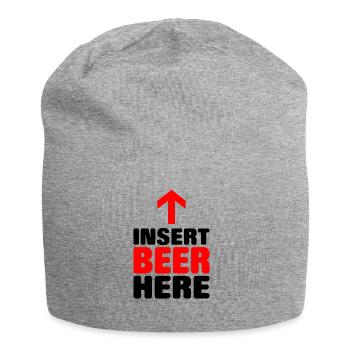 Insert beer here Lustiger Spruch als Geschenk - Jersey-Beanie - Grau meliert - Vorne