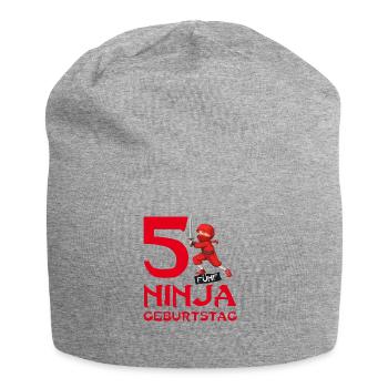 Ninja 5. fünfter Kinder Geburtstag Karate T-Shirt - Jersey-Beanie - Grau meliert - Vorne