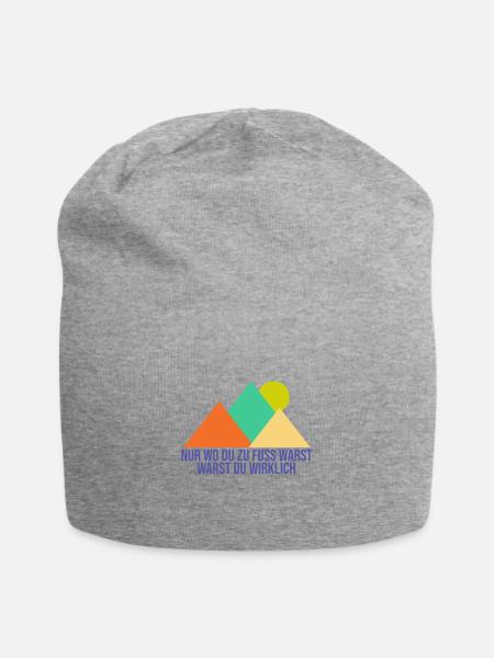 wandern, Wanderung, Freizeitspaß, Hobby, Berg - Jersey-Beanie - Grau meliert