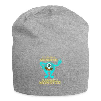 Monster - Creepy - Destroy - Gift - Jersey Beanie - heather grey - Front