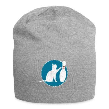 Bowling Katze Kegeln T-Shirt Katzenshirt - Jersey-Beanie - Grau meliert - Vorne