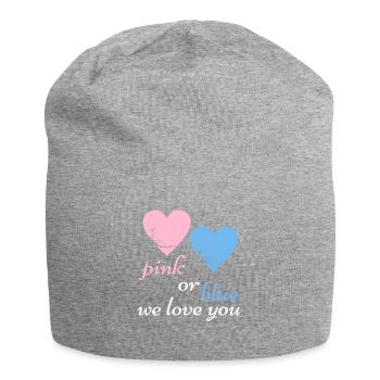 Pink Or Blue We Love Baby Birth Pregnancy - Jersey Beanie - heather grey - Front