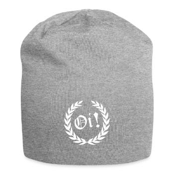 OI Lorbeerkranz Weiße Schrift Skinhead Punk Shirt - Jersey-Beanie - Grau meliert - Vorne