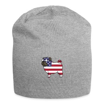 American Flag Pug - Bonnet en jersey - gris chiné - Devant
