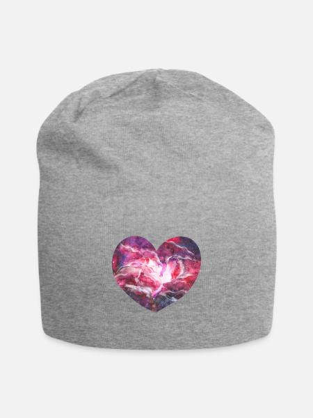 Space heart - Jersey Beanie - heather grey