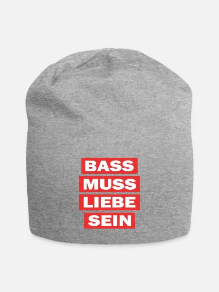 Bass muss liebe sein - Techno Elektro Musik - Jersey-Beanie - Grau meliert
