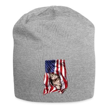 Katze Meowica Amerika Flagge Day 4th of July - Jersey-Beanie - Grau meliert - Vorne