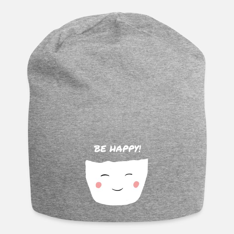 Be Happy Motivation Inspiration Cute - Jersey-Beanie - Grau meliert
