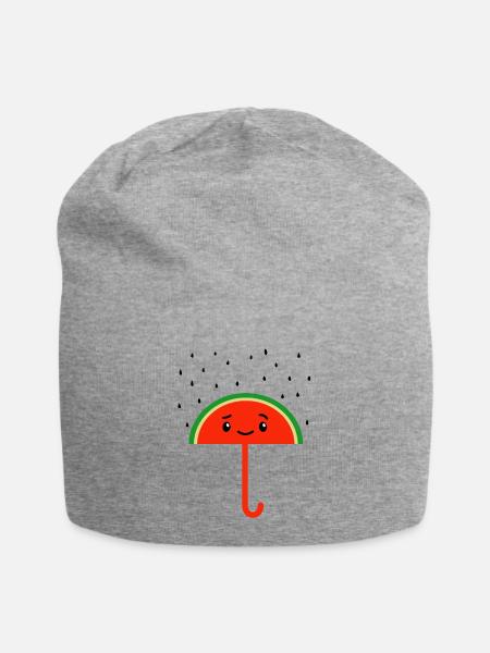 Raining Watermelon Seeds And Umbrella - Jersey-Beanie - Grau meliert