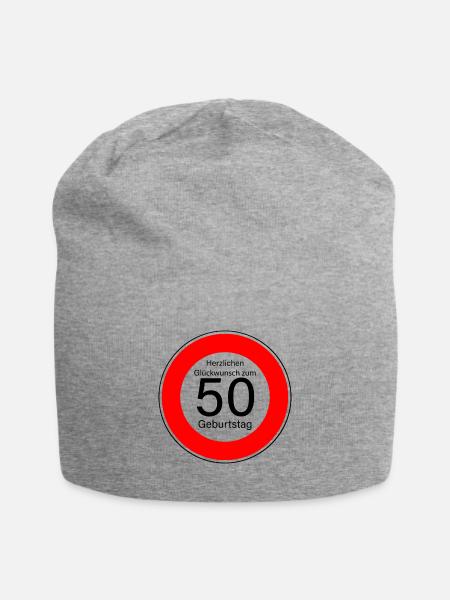 50 Geburtstag - Jersey-Beanie - Grau meliert