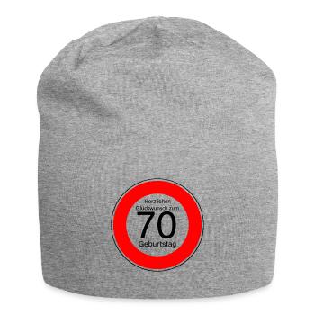 70. Geburtstag - Jersey-Beanie - Grau meliert - Vorne
