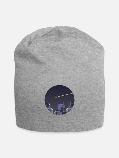 Sternschnuppe Geschenk Silhouette Skyline Himmel - Jersey-Beanie - Grau meliert