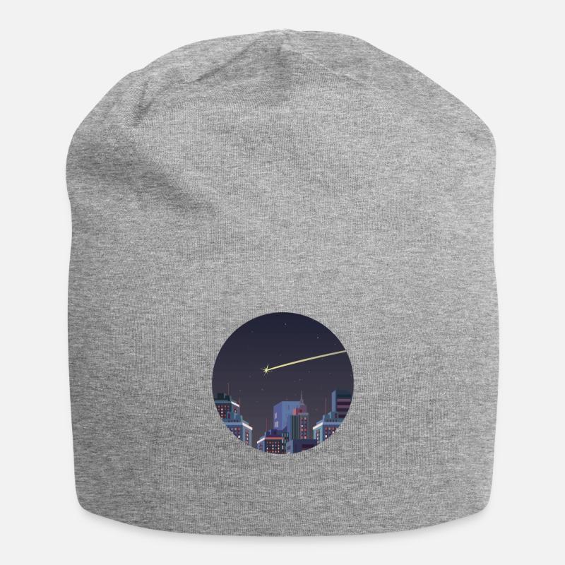 Sternschnuppe Geschenk Silhouette Skyline Himmel - Jersey-Beanie - Grau meliert