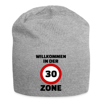 Willkommen in der 30 er Zone Geburtstag - Jersey-Beanie - Grau meliert - Vorne