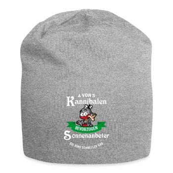 4 von 5 Kannibalen bevorzugen Sonnenanbeter - Jersey-Beanie - Grau meliert - Vorne