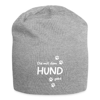 Qui part avec le chien - Bonnet en jersey - gris chiné - Devant