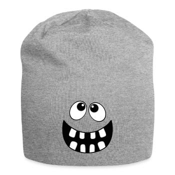 face - Jersey Beanie - heather grey - Front