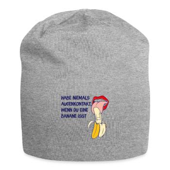 Banana Gift Niemals während des Essens Augenkontakt herstellen - Jersey-Beanie - Grau meliert - Vorne