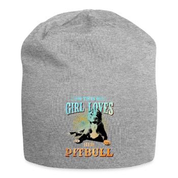 Pitbull Woman Dog Fighting Dog Love Girl - Jersey Beanie - heather grey - Front