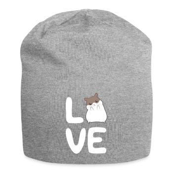 Hamster - hamster holder - hamster love - love - Jersey Beanie - heather grey - Front