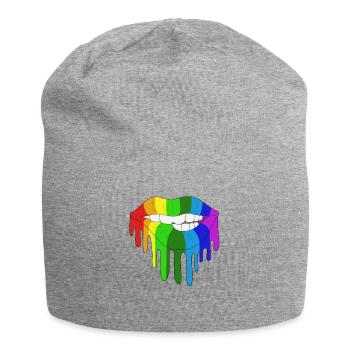 LGBTQ gay lesbian rainbow homosexual gay trans - Jersey Beanie - heather grey - Front