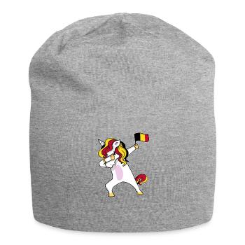 Belgien Einhorn Belgium Dab Unicorn Fußball Gift - Jersey-Beanie - Grau meliert - Vorne