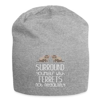 Frettchenfreund - Frettchen - Lustig - Geschenk - Jersey-Beanie - Grau meliert - Vorne