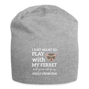 Frettchenfreund - Frettchen - Lustig - Geschenk - Jersey-Beanie - Grau meliert - Vorne