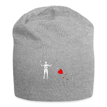 Blackbird pirate heart crown spear skeleton Caribbean - Jersey Beanie - heather grey - Front