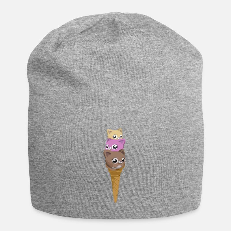 Katzen Eis - Jersey-Beanie - Grau meliert