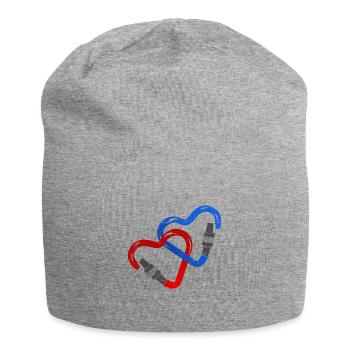 Carabiner Heart - climbing love partner gift - Jersey Beanie - heather grey - Front
