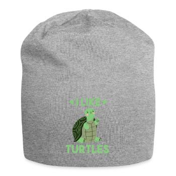 Lustige Schildkröte Spruch - I like Turtles Niedli - Jersey-Beanie - Grau meliert - Vorne