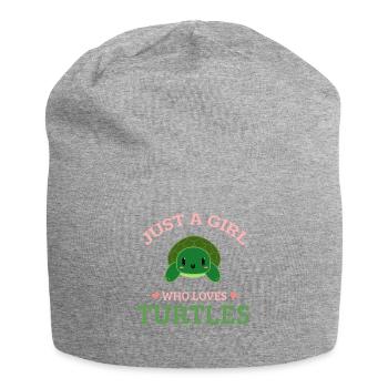 Lustige Schildkröte - Just a Girl who love Turtles - Jersey-Beanie - Grau meliert - Vorne