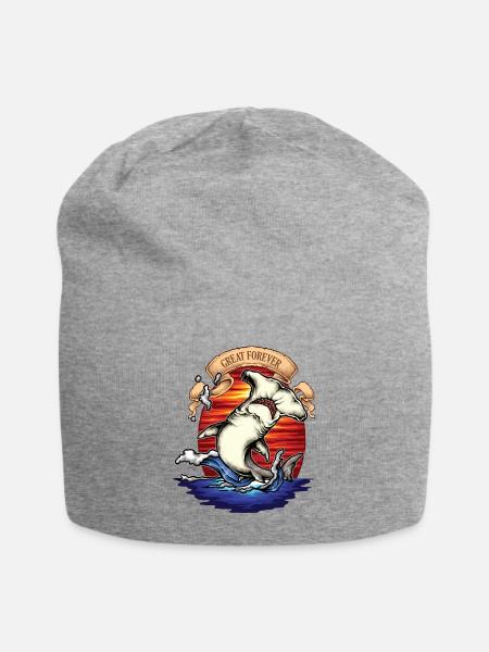 Hammerhead shark marine animals tattoo - Jersey Beanie - heather grey